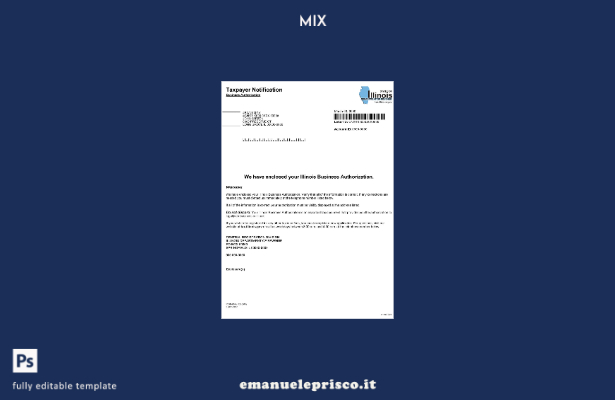 stile verificato Modello di autorizzazione commerciale USA Illinois, certificato